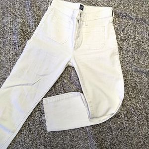 Gap White Cheeky Straight High Rise Cropped Jeans